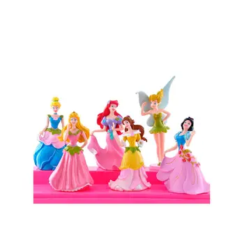 

Disney Princess Pink Series Doll Decoration Flower Fairy Anime Model 6 Piece Set Cake Decoration Accessories Pendant Toys Girls