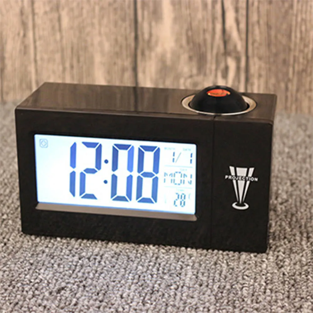 Minimalist smart alarm clock led electronic clock weather forecast projection clock snooze alarm 8 language clock in alarm clocks from home garden on