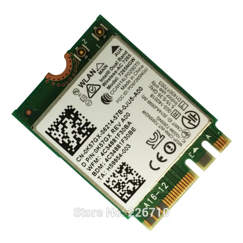 BT 4.0 Card Intel Wireless-AC 7265 7265NGW 802.11ac 867M NGFF Dual Band Wifi