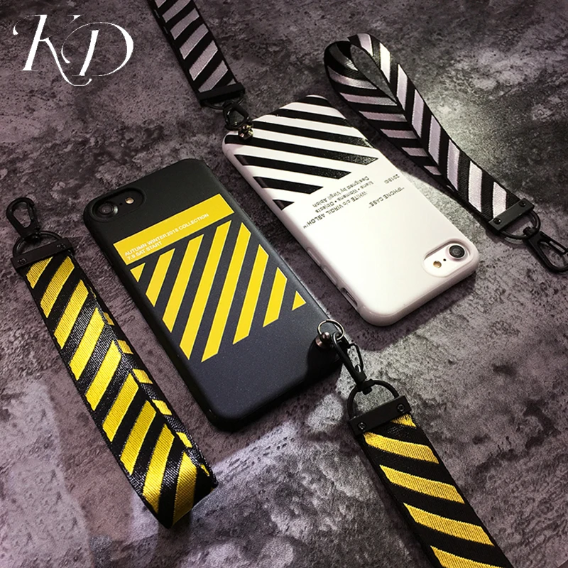 

Phone Cases for iPhone 6 6S 7 8 Plus Luxury Brand Off Tide White Stripe Diagonal Couple for iPhone X XS XR MAX Back Cover Case
