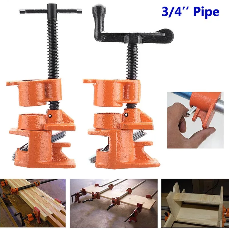

1/2 3/4inch Wood Gluing Pipe Clamp Set Cast Iron Heavy Duty Woodworking Carpenter Tool CLH@8