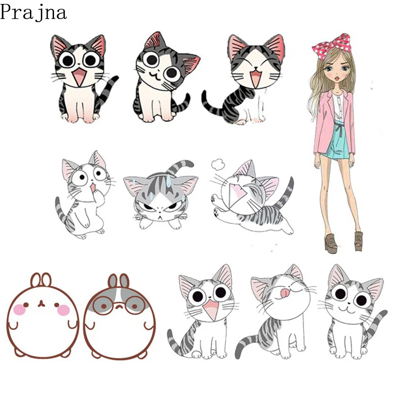 

Prajna Cute Cat Iron On Transfer Vinyl Heat Transfer Sticker Animal Rabbit Thermal Printed On Baby Clothing DIY Washable A Level