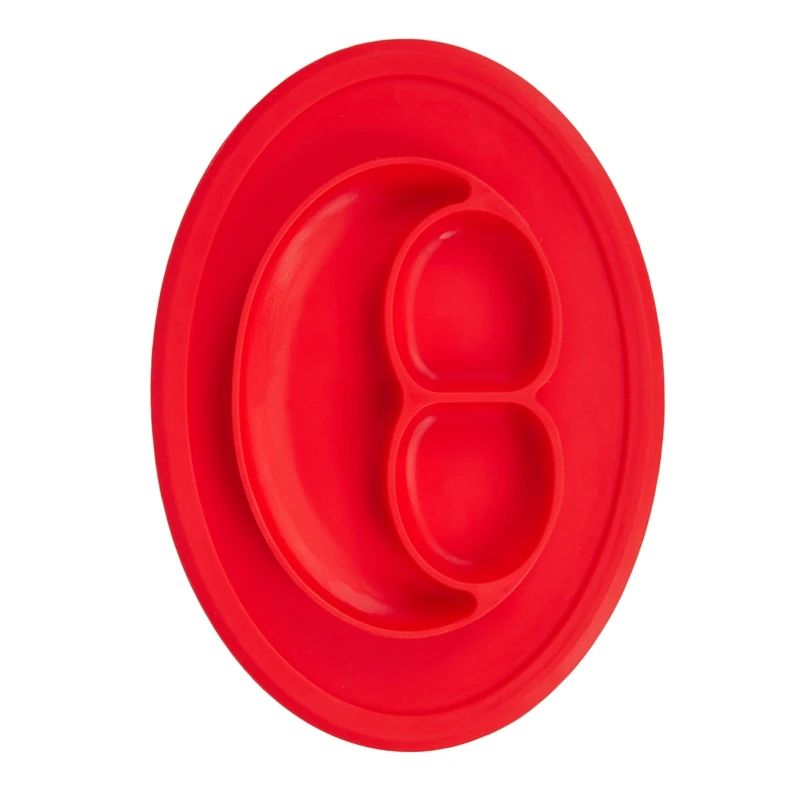 Infants Baby Ellipse Silicone Feeding Food Plate Tray Dishes Food Holder for cartoon dinner Tableware Toddler Kid Children gifts