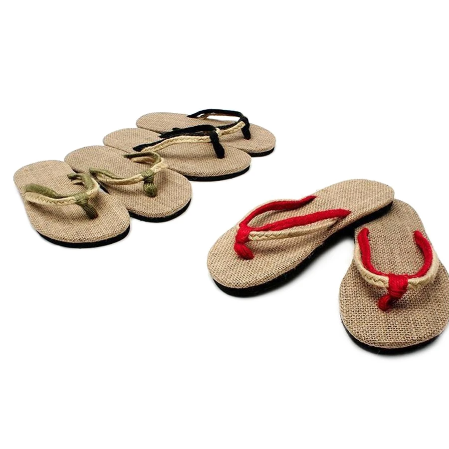 

Dropshipping 2019 Fashion Hemp Slippers Flip Flops Slippers Unisex Couples Slippers Slip Resistant Straw Flax Linen Home Slipper