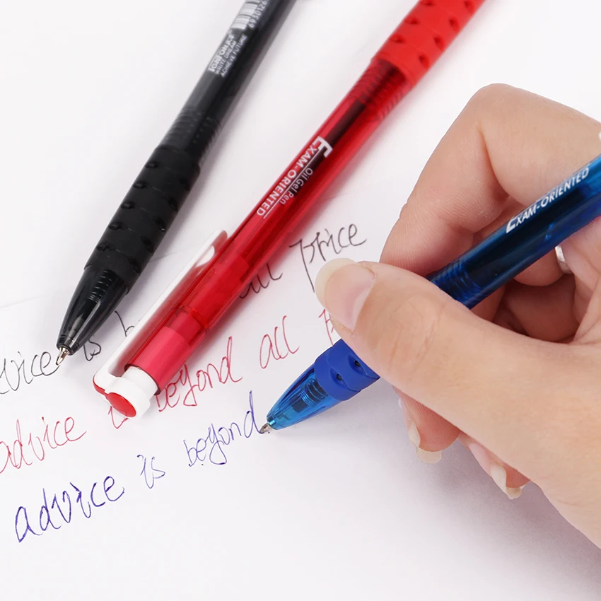 TENFON 1 шт., продукт, шариковая ручка 0,5 мм для экзамена, 3 цвета, пластиковые ручки, пресс, ручка для подписи на пружине, канцелярские принадлежности, B-7505