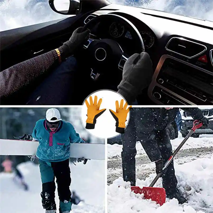 Ski Gloves Men Women Winter Warm Gloves -30 Celsius Thermal Outdoor Sports Deerskin Leather Soft Touch Screen windproof glove #2 (1)