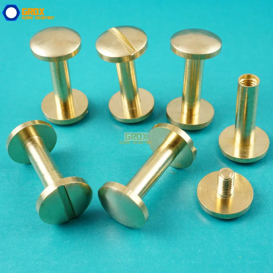 50 Set 10*15mm Solid Brass Rivet Chicago Screw for Leather Craft Belt