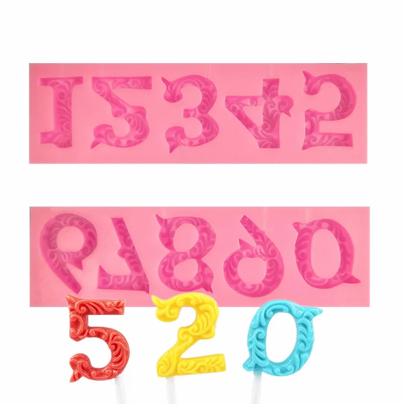 Modeling Arabic Numerals Sugar Silica Gel Chocolates Model DIY Cake Baking Dessert Tools Party Decoration Fondant Silicone Mold |