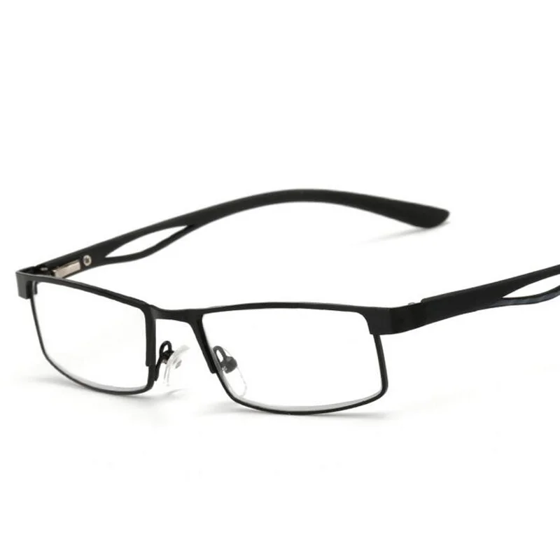 Квадратная оправа, полный обод, оптические очки, качественный металлический сплав, мужские очки по рецепту для чтения+ 1,0+ 1,5+ 2,0+ 2,5+ 3,0+ 3,5+ 4,0 - Цвет оправы: Черный