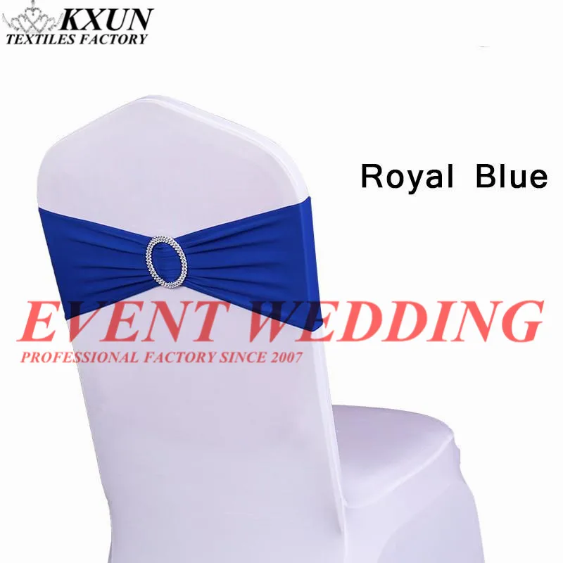Спандекс лайкра чехол для свадебного стула лента для свадебной вечеринки стул именинника украшение стул пояс включает пряжку - Цвет: royal blue