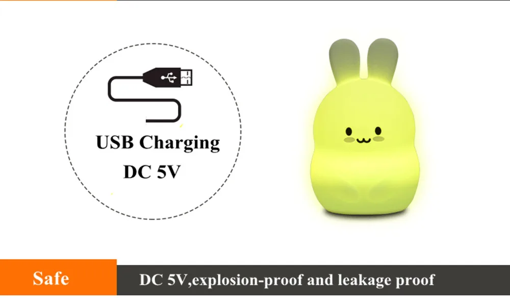 Кролик светодиодный Ночной светильник дистанционного Управление сенсорный Сенсор 9 Цвета затемнения таймер зарядка через usb силиконовый Банни Спальня лампа для детей