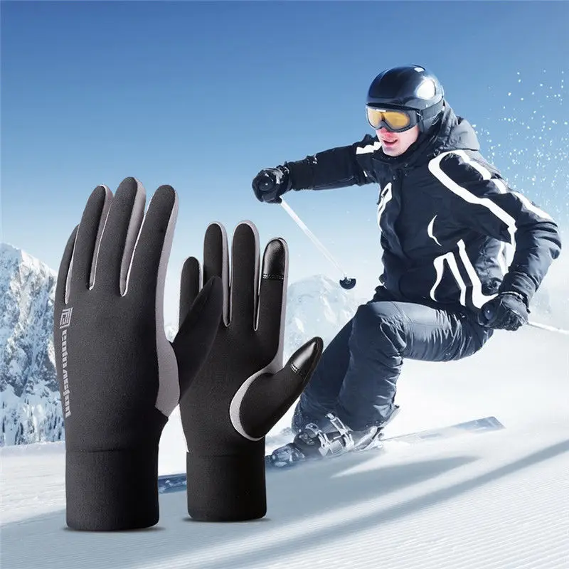 Сенсорный экран Зимние теплые с флисовой подкладкой Термальность перчатки Водонепроницаемый ветронепроницаемая Спорт на открытом