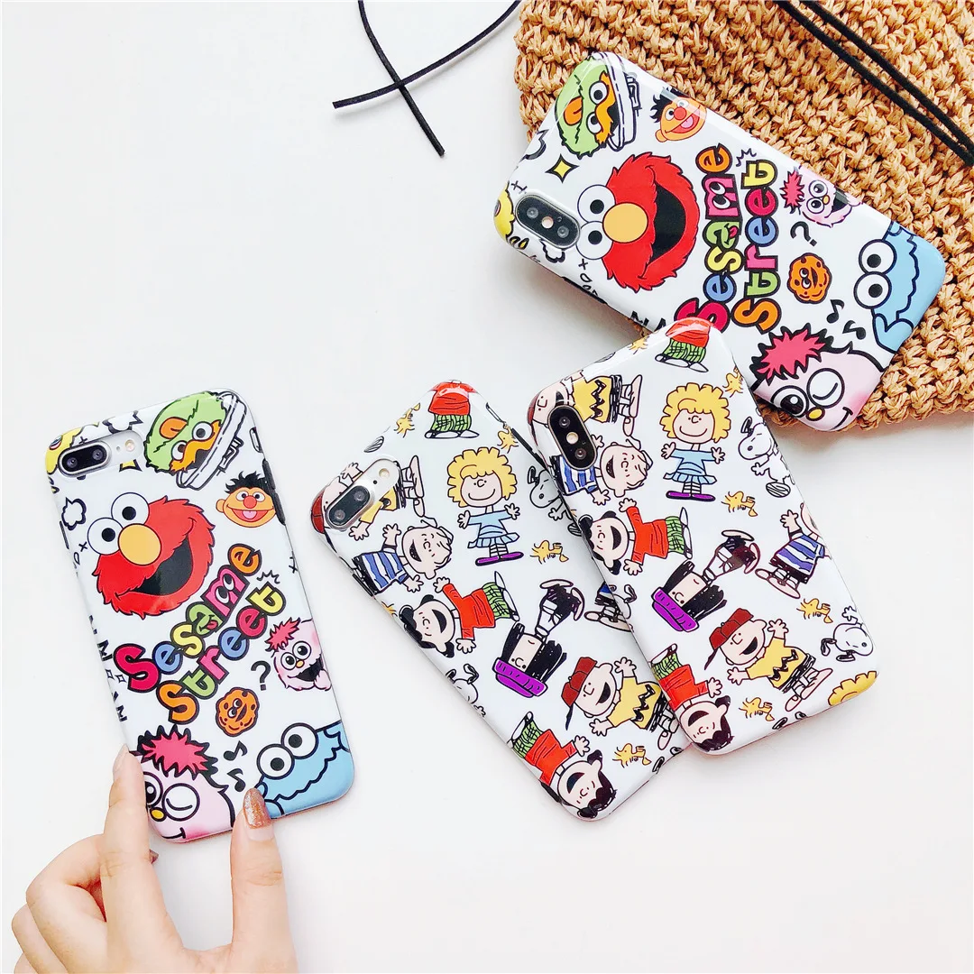

Cartoon funny Sesame Street anime phone case For iPhone cover X XS Max XR coque 6 6s Puls 7 8 Puls Soft case silicon Back Cover
