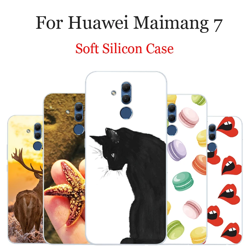 Мультяшные узорные чехлы для телефонов Huawei Maimang 7 силиконовая Мягкая задняя