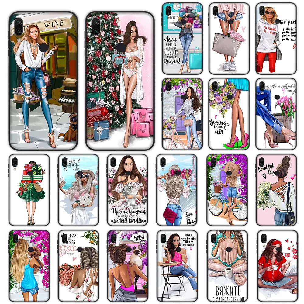

Shopping Girl Princess Female Soft Case for Xiaomi Redmi Note 4 4X 6 7 Pro 5 Plus 5A 6A Go S2 Cover