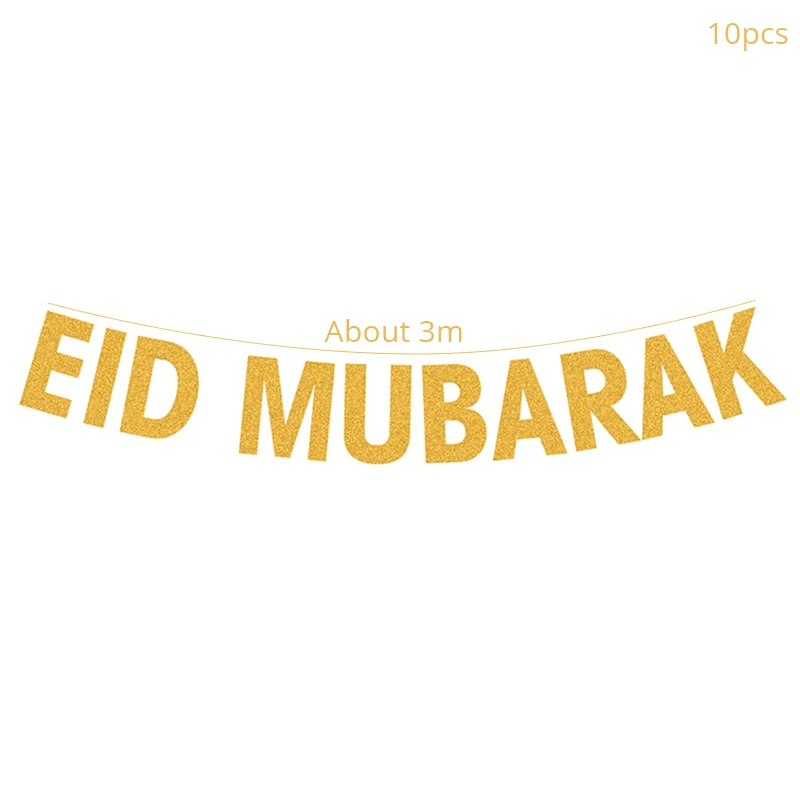 Рамадан украшения золотые, серебряные, полые подарочные коробки для конфет коробка для Eid Mubarak Hajj Рамадан вечерние украшения мусульманские подарки на праздник - Цвет: glitter banner 1