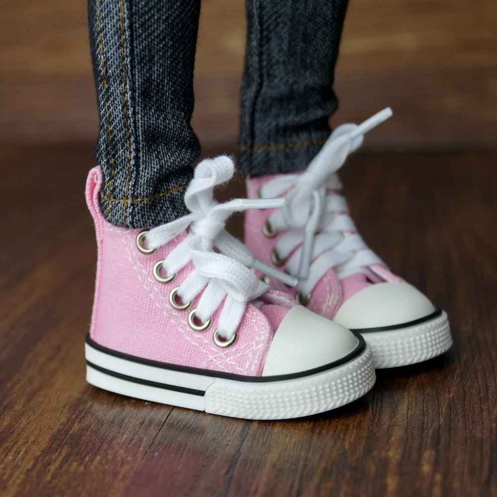 

BJD SHOES Pink Sneakers Canvas Shoes Sports Flats For 1/4 17" 44cm 1/3 1/6 MSD SD YOSD BJD doll DK DZ AOD DD Doll FREE SHIPPING