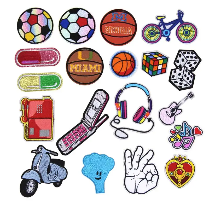 

New arrival 10 pcs sparkle balls pills Embroidered patches iron on cartoon Motif Applique fabric cloth embroidery accessory