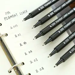 STA 6 шт./компл. черные тонкие Пайонт мульти вкладыш эскиз рисунок дизайн ручки на водной основе игла пера 0.1 мм, 0.3 мм, 0.4 мм, 0.5 мм, 0.8 мм, 0.05 мм