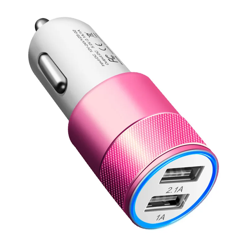 Crauch 5V 2.1A двойной USB Автомобильное зарядное устройство металлический сплав Быстрый автомобильный адаптер зарядного устройства для телефона для iPhone Xiaomi samsung huawei htc LG зарядное устройство - Тип штекера: Rose