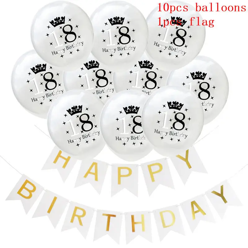 

11pcs/set Glitter 18 Sequins Latex Balloons White Birthday Flag Wedding Engagement Party Events Decorations Wedding supplies