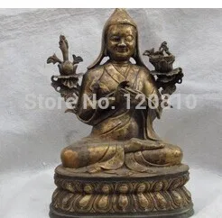 

13"Tibet Buddhism temple refinement copper bronze Tsong-kha-pa Buddha statue z