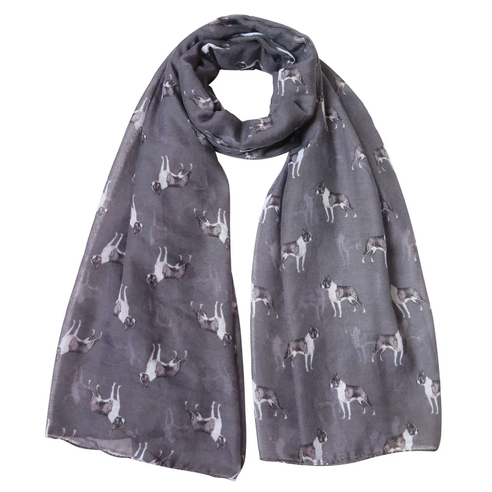 

Boston Terrier Dog Print Women's Scarf Shawl Wrap Soft Lightweight for All Seasons