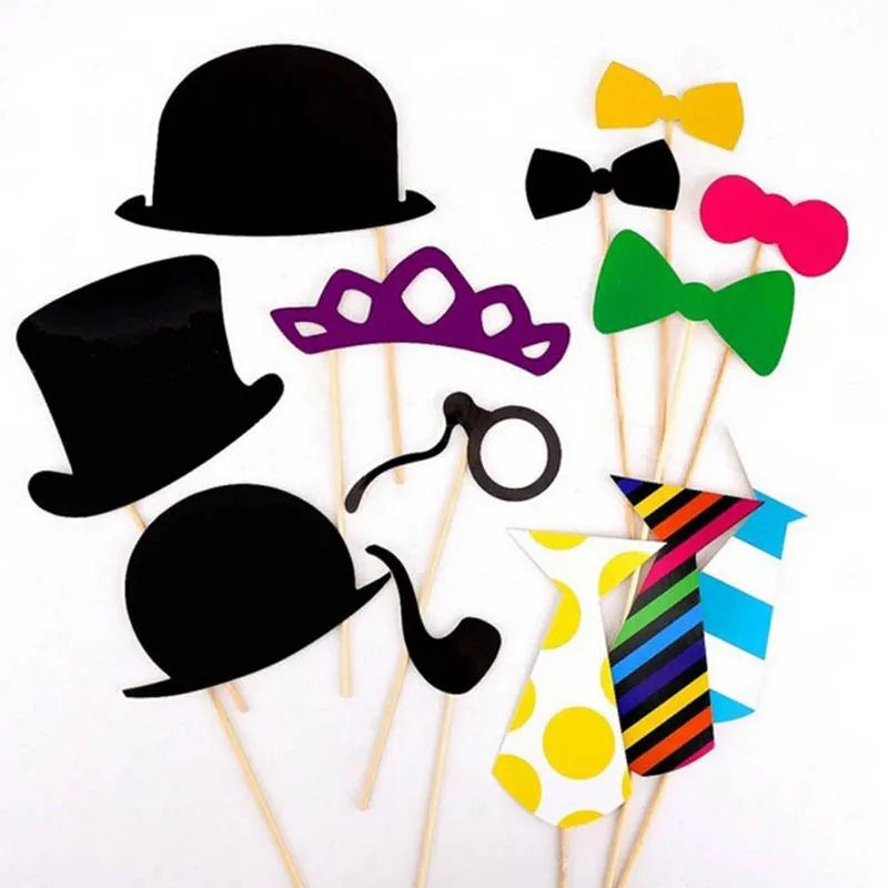 

New Fun Photo Booth Props Mustache Party Masks On A Stick Wedding Party Favor 58pcs