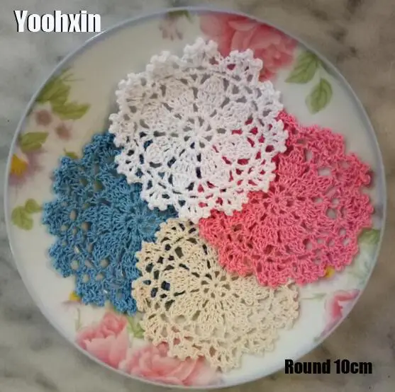

10cm HOT cotton placemat cup coaster mug dining kitchen coffee table place mat cloth lace Crochet doily tea drink Christmas pad