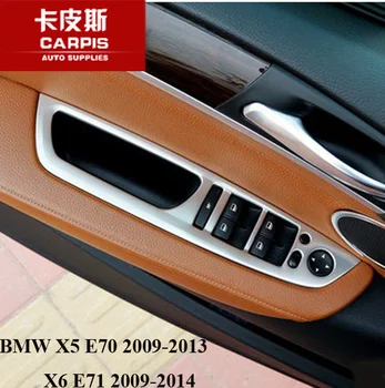 

Chrome Car Door Window Switch Panel Cover Trim Car Glass Lift Switch Button Sequins For BMW X5 E70 2009-2013 X6 E71 2009-2014