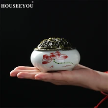 Креативные катушки курильницы домашний Декор Керамическая палочка горелка с медной крышкой Будда сандаловое дерево ладан держатель курильница украшения