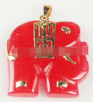 

huij 003380 Fashion Cute Natural Red KGP Elephant Design Necklace Pendant 2pc