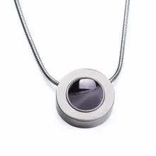 Большой круглый здоровье чистый титановый медальон ожерелье с черным круг керамика для женщин подарок подруге юбилей