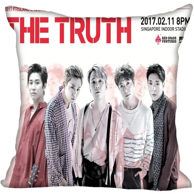 Корея Pop FTISLAND печать квадратные шелковые атласные наволочки 35x35 см 40x40 с одной