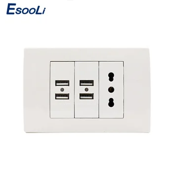 

Esooli Wall Power Socket Plug, Italian / Chile Electrical Outlet With 4 USB Charger Port for Mobile 118mm*80mm
