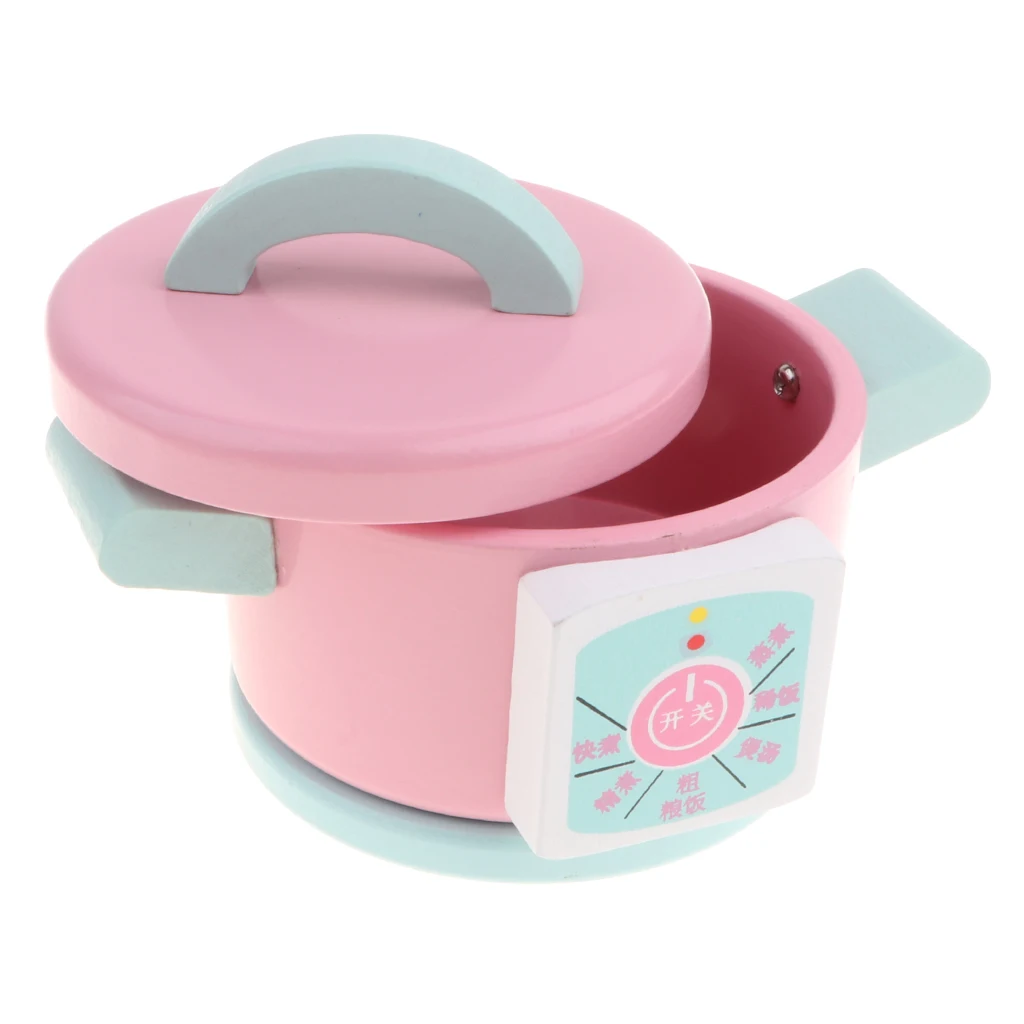 14 pieces Pretend Play Kitchen Wooden Toy - Cooking Food Utensils Cookware & Dinnerware, Pots Bowl for Kids Play House Game