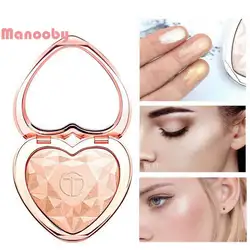 Manooby Diamond Сияющий мерцающий Хайлайтер для макияжа Палитра новый в форме сердца Выделите пудра осветляет кожу косметика