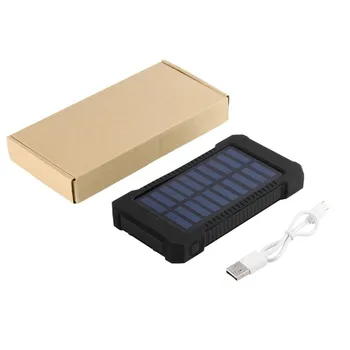 

BLACK LED Light Solar Power Bank External Battery Charger 300000mAh Portable Dual USB Compact Waterproof Powerful Dropshipping