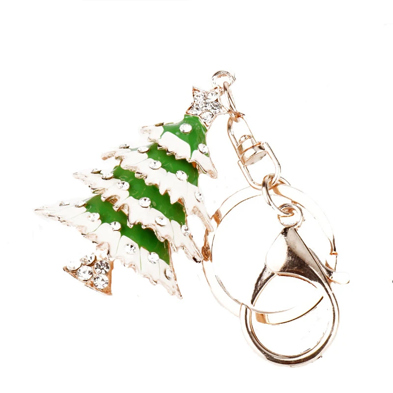 

Christmas Tree Pendants Rhinestones Lobster Clasp Keychain Keyring for Car/handbags/Bags Key Chains Festival Gifts Accessory