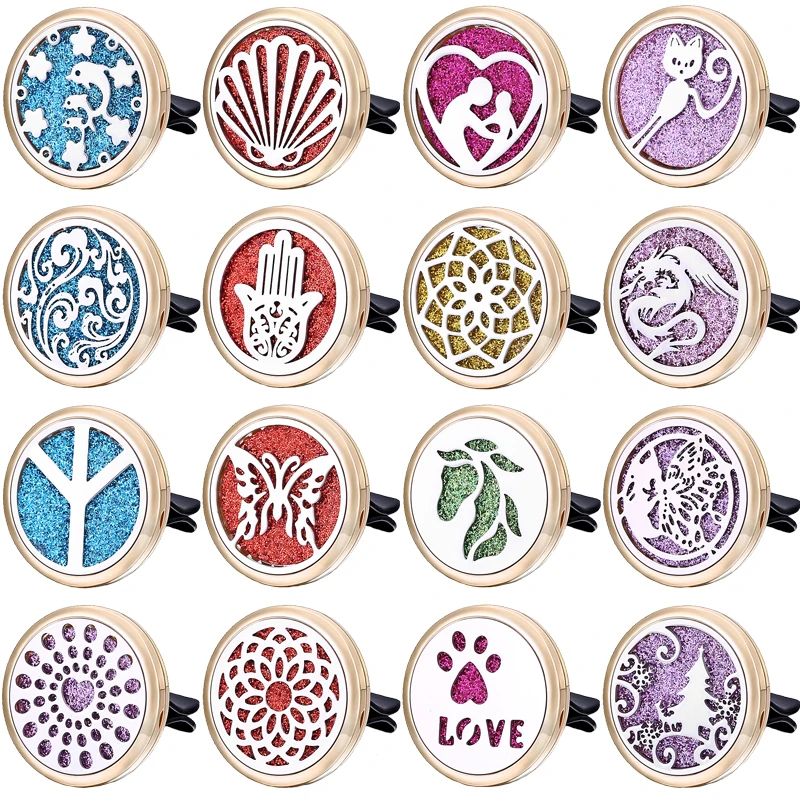 

Ocean Waves Car Diffuser Aromatherapy Gold Color Magnetic Locket Vent Clip Stainless Steel Pendant