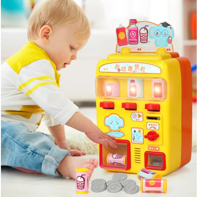 Simulation Automatic Talking Vending Machine Toys Kids Pretend Play Beverage Shopping Toys Gift Children's Play House Toy