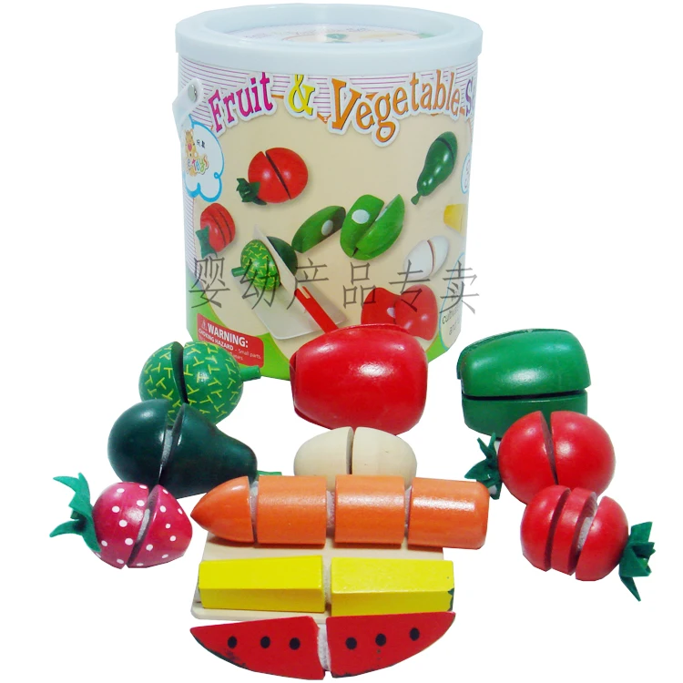 2016 горячая настоящее бесплатная доставка еда игрушка игры разноцветные деревянные фрукты овощи притворись играть кухня игрушки комплект