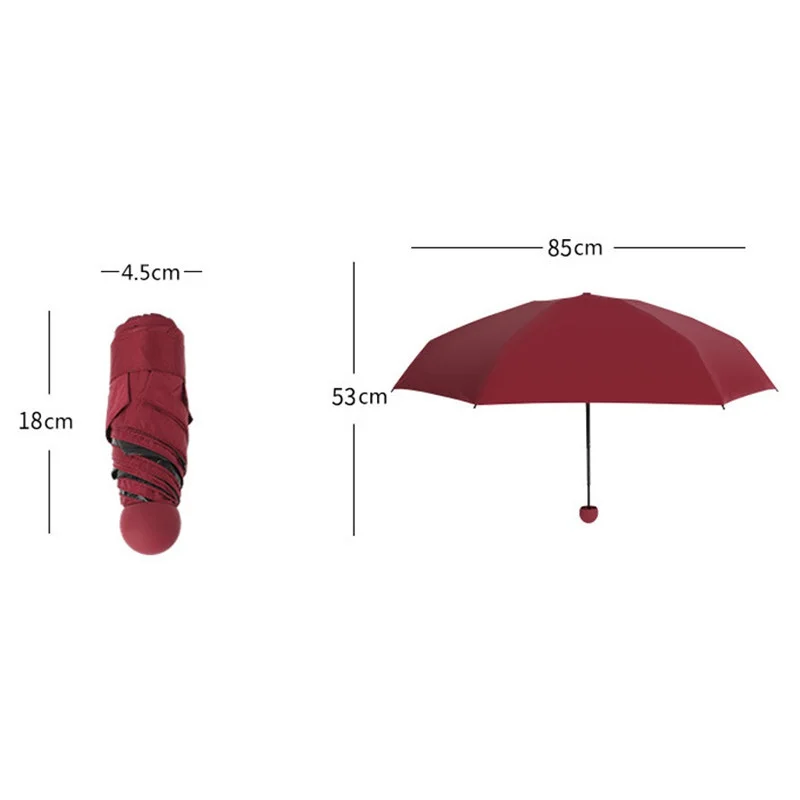 Super Mini Capsule Umbrella Windproof 5 fold Manual Sunny Umbrella Women Clear Pocket Anti-UV Umbrella Rain for Child Adult