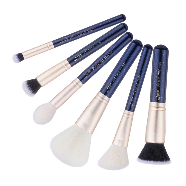 Jessup 6PCS Prussian Blue / Golden Sands Makeup brushes set LARGE POWDER FOUNDATION CONCEALER for face Make up brush 6