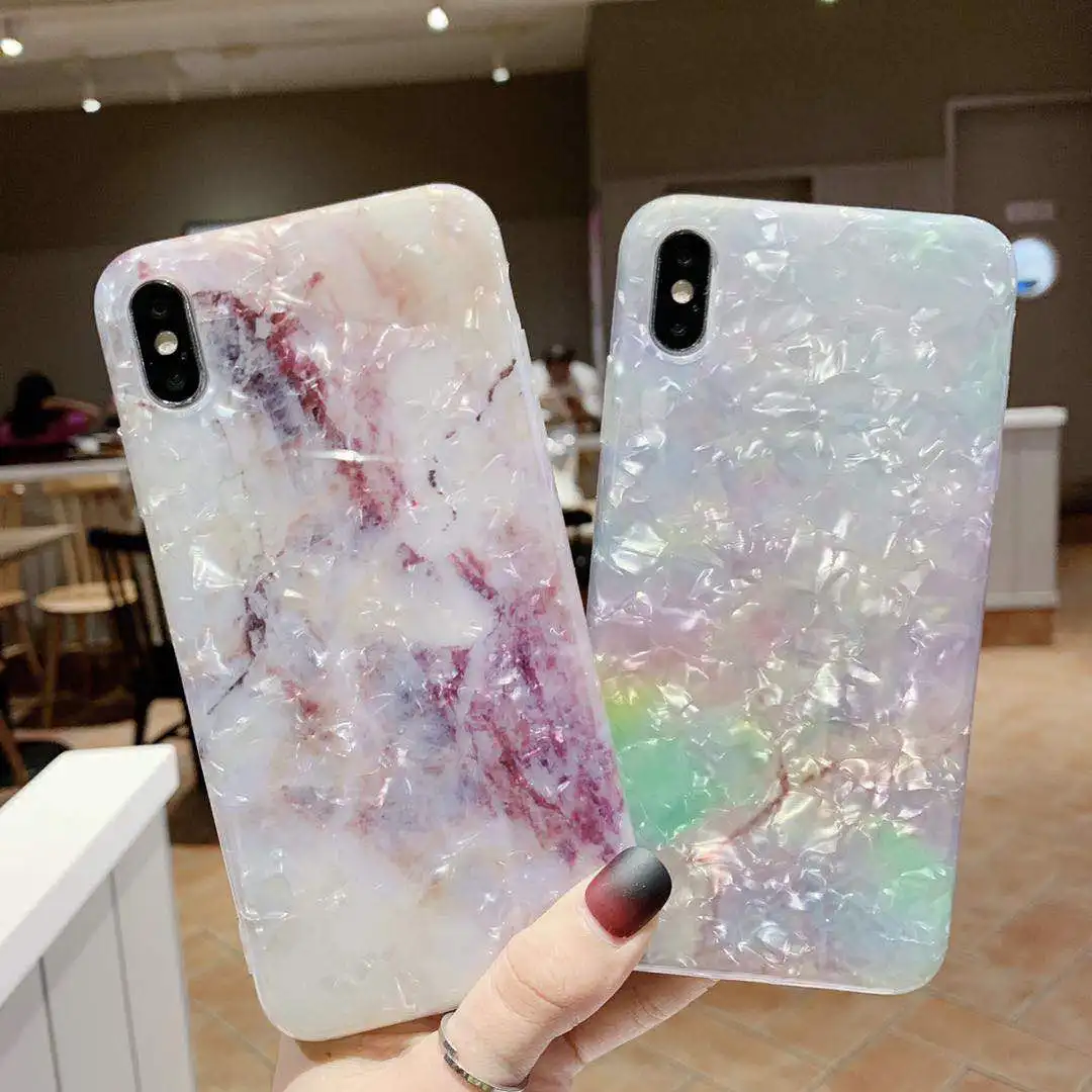 

CALASTEN Luxury Conch Shell Marble Phone Case For iPhone X XS Max XR Soft TPU Cover For iPhone 7 8 6 6s Plus Case Coque Funda