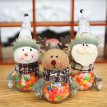 

3Pcs Christmas Candy Jar Transparent Snow Man Santa Deer Decorative Candy Container Candy Box New Arrival