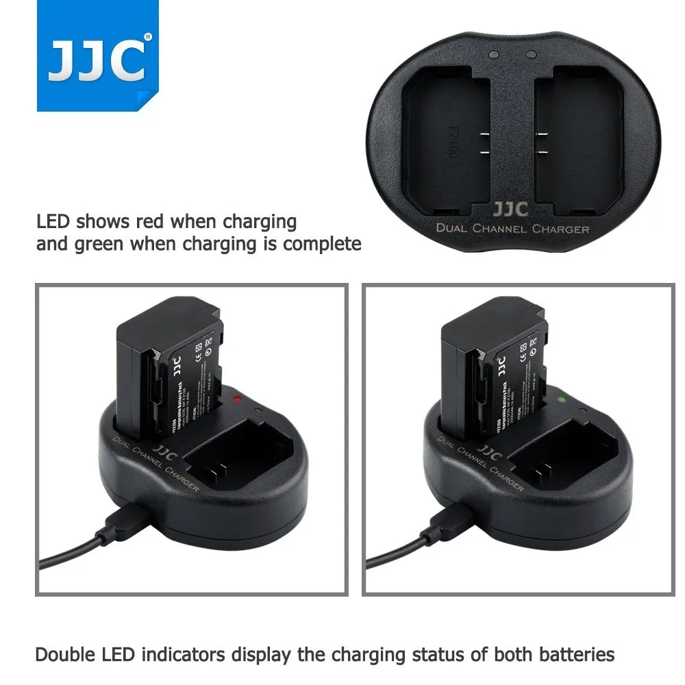 JJC USB Dual Battery Charger for Sony Alpha a9 a7RIII a7III Camera fits