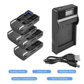 

4Packs SB-LSM80 Li-ion Battery 7.4V 900mAh +1Port Battery Charger with LED For SAMSUNG VP-DC175 VP-DC565 VP-DC575 SC-D357 L15