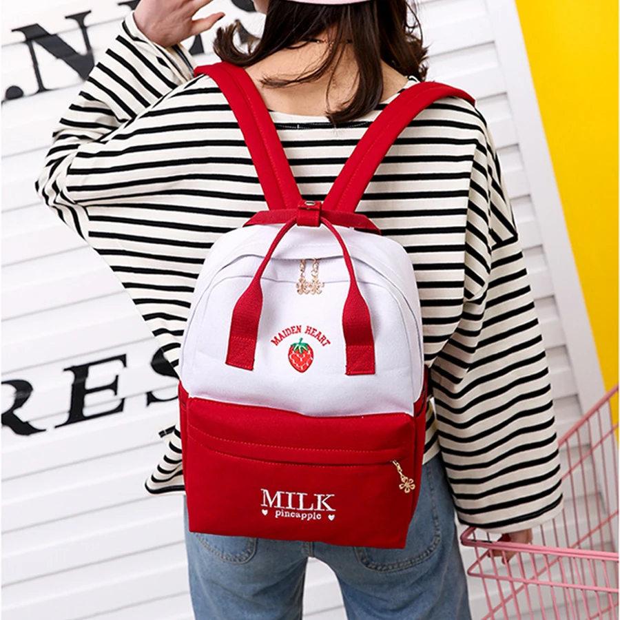 

ulzzang Fashion Women Backpack Preppy Style Canvas Backpack High Quality School Bag For Teenagers Girls Cute Travel Bag Mochila