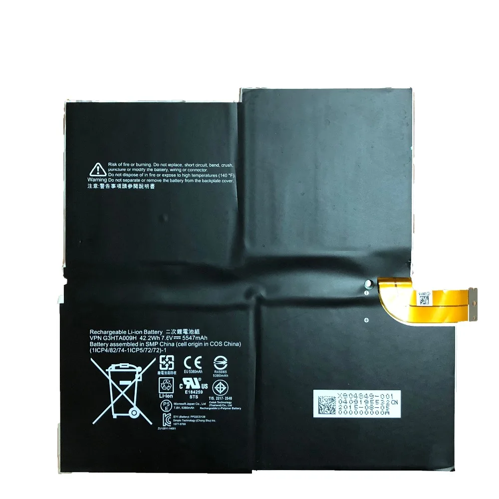  7.6V 42.2Wh/5547mah G3HTA009H new original MS011301-PLP22T02 Laptop Battery For MICROSOFT SURFACE P